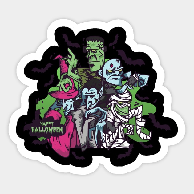 happy halloween t shirt Sticker by rayanammmar